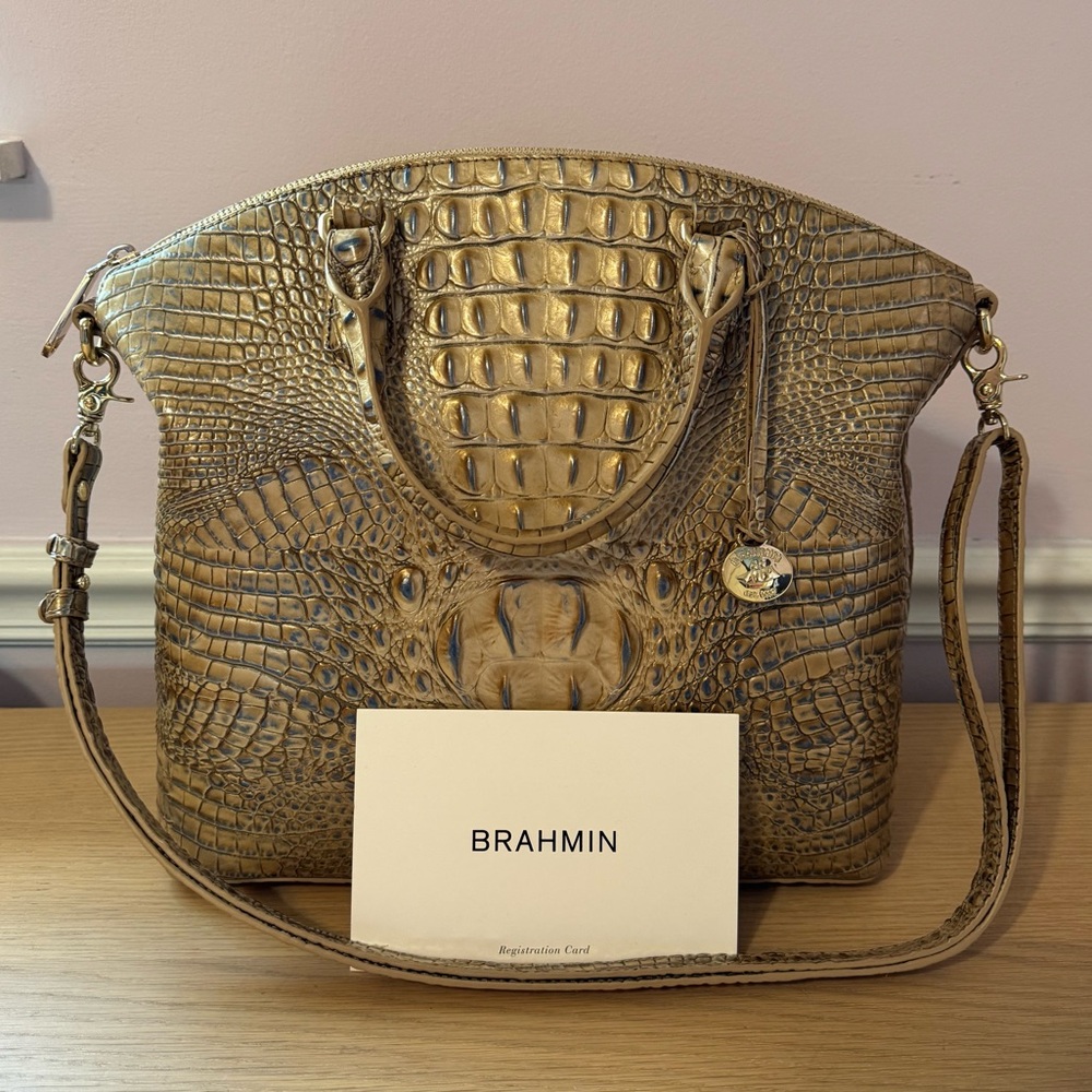 BRAHMIN Large Duxbury Satchel | Cliffside Melbourne | Tan & Gold